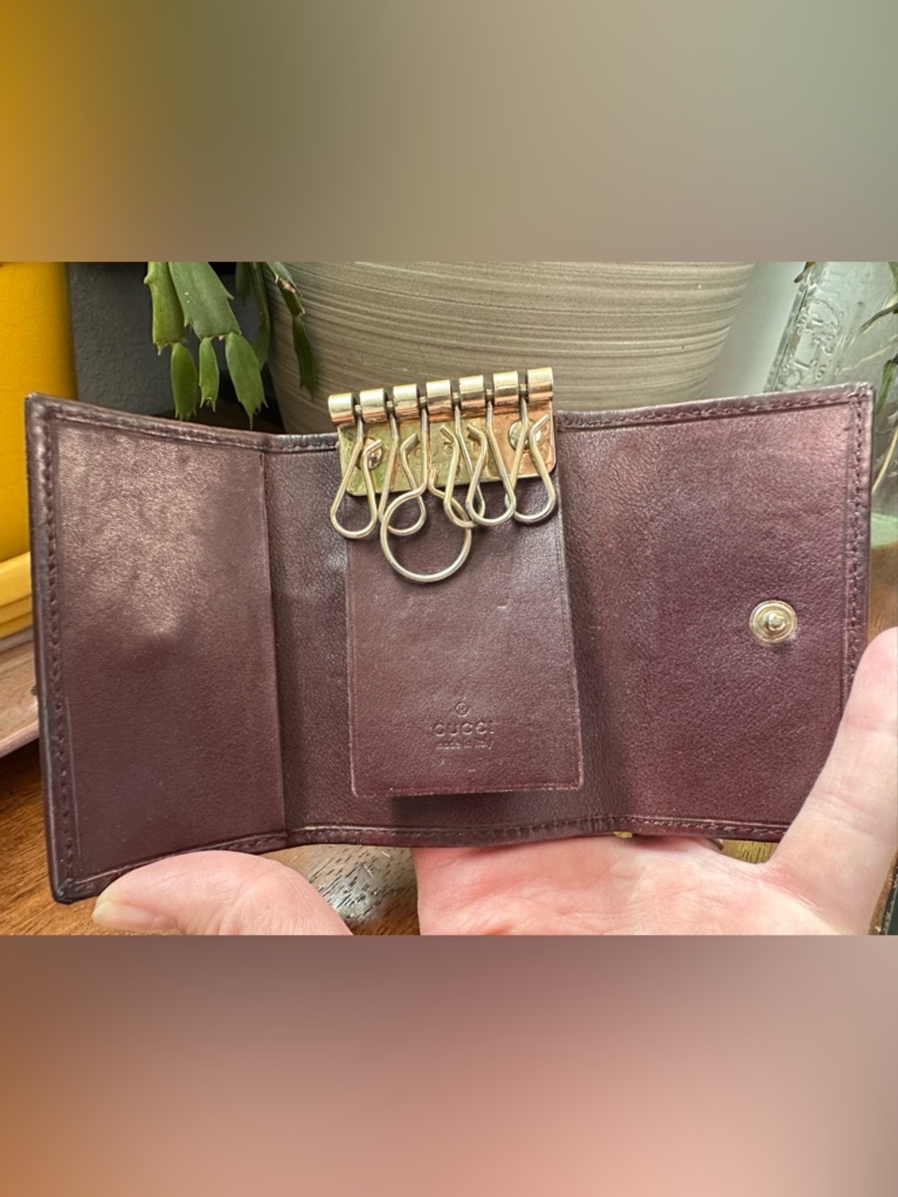 Authentic Vintage Gucci Signature Leather Key Pouch W/ Card Slot And Gucci Box - Picture 2 of 7